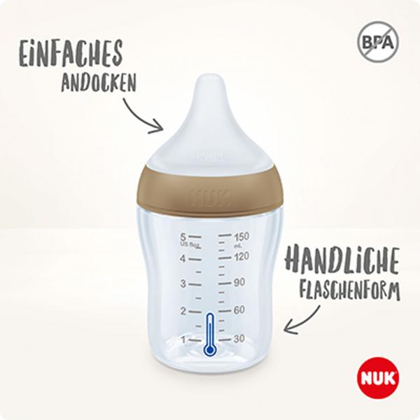 NUK Perfect Match Babyflasche mit weichem Silikon-Trinksauger